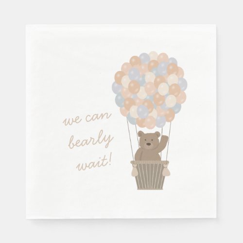 Bear Balloons Gender Neutral Baby Shower Welcome Napkins