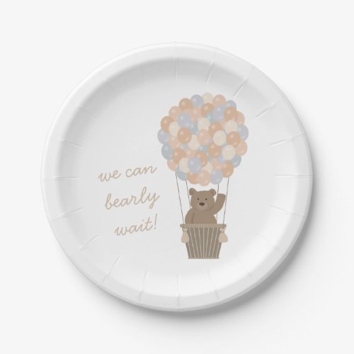 Bear Balloons Gender Neutral Baby Shower Welcome Paper Plates