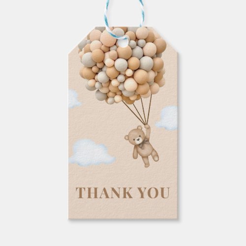Bear Balloons Modern Baby Shower Thank You Gift Tags