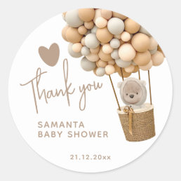 Bear Balloons Modern Gender neutral Baby Shower Classic Round Sticker