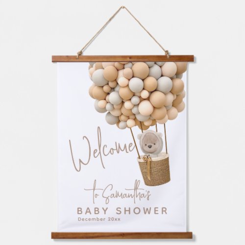 Bear Balloons Modern Gender neutral Baby Shower Hanging Tapestry