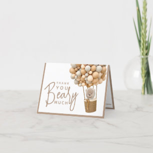 Bear Balloons Modern Gender neutral Baby Shower Letterpress Thank You Card