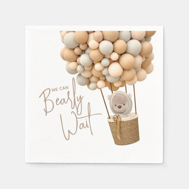Bear Balloons Modern Gender neutral Baby Shower  Napkins (Front)
