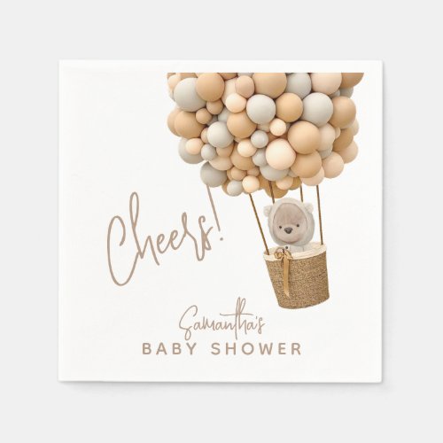 Bear Balloons Modern Gender neutral Baby Shower Napkins