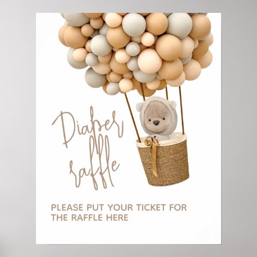 Bear Balloons Modern Gender neutral Baby Shower Poster