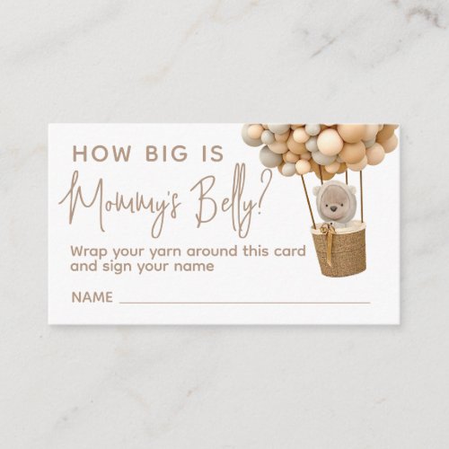 Bear Balloons Modern How Big Is Mommys Belly game Enclosure Card