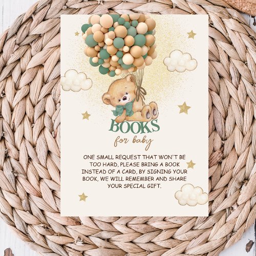Bear Balloons Sage Green Neutral Book Request Enclosure Card