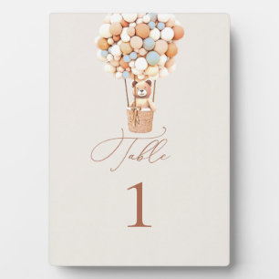 Bear Balloons Table Number Plaque