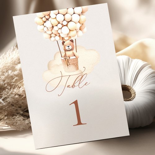 Bear Balloons Table Number Poster