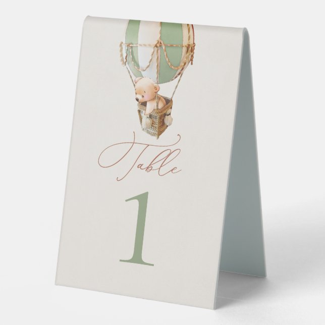 Bear Balloons Table Number Table Tent Sign (Back)