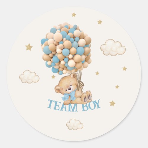 Bear Balloons Team boy Game  Classic Round Sticker