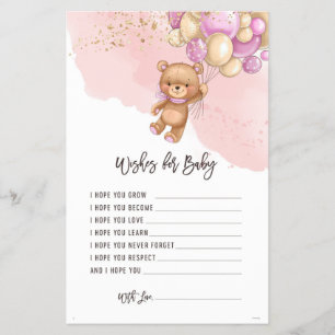 Bear Balloons Wishes For Baby Game Card Flyer