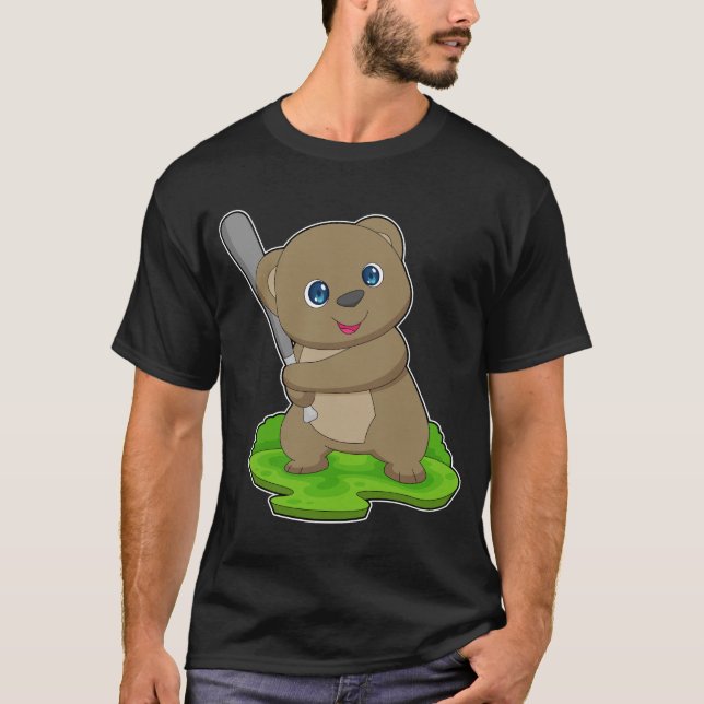 Bear Baseball Baseball bat T-Shirt (Front)