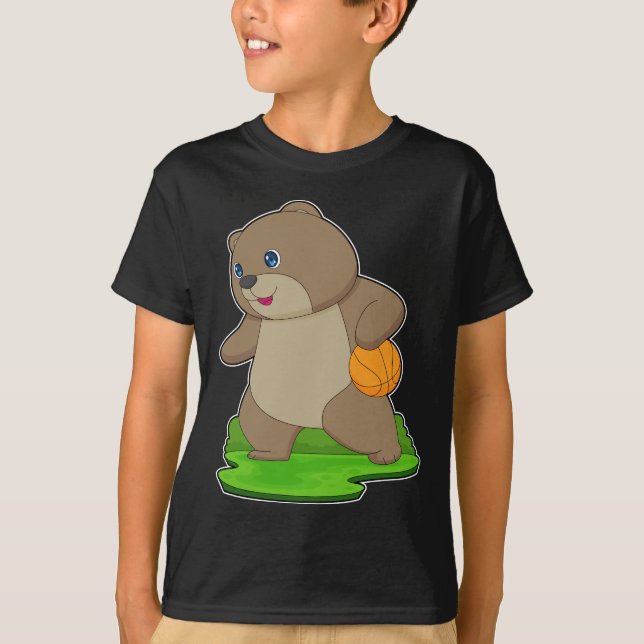 Bear Basketball player Basketball T-Shirt (Front)
