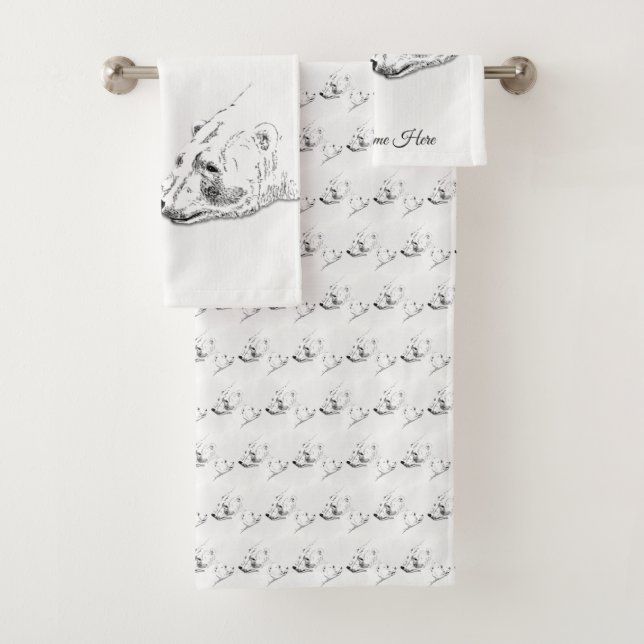 Bear Bath Towel Set Custom Polar Bear Towels (Insitu)
