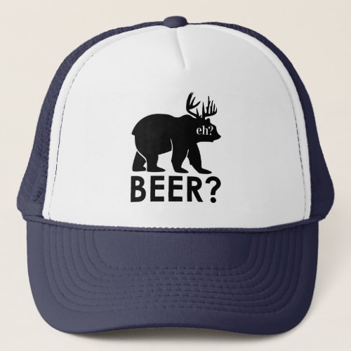 Bear Beer moose canada drinking trucker hat