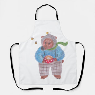 Bear, bees and cappuccino apron