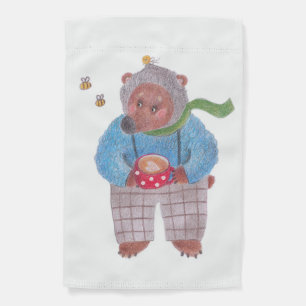 Bear, bees and cappuccino garden flag