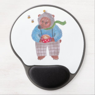 Bear, bees and cappuccino gel mouse pad