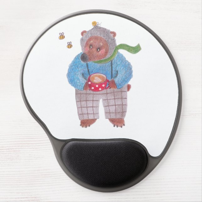 Bear, bees and cappuccino gel mouse pad (Front)