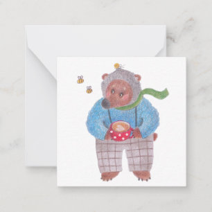 Bear, bees and cappuccino note card