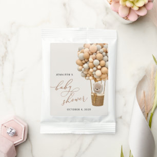 Bear, Beige Balloons, Hot Air Balloon, Baby Shower Hot Chocolate Drink Mix