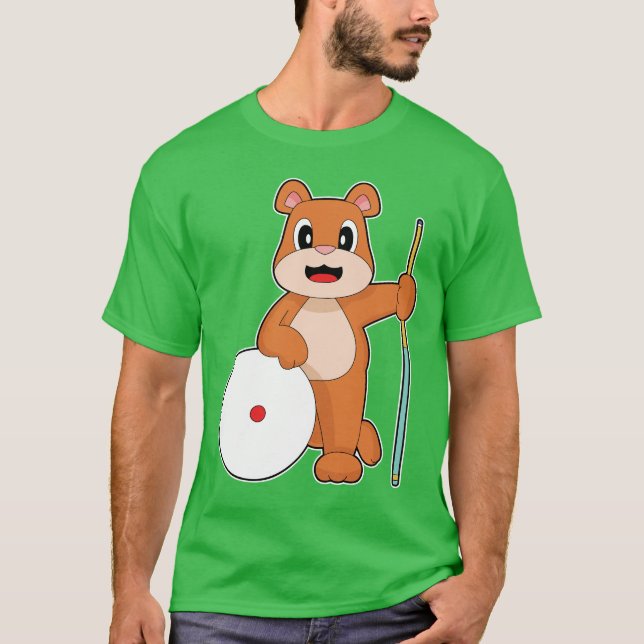 Bear Billiard Queue T-Shirt (Front)