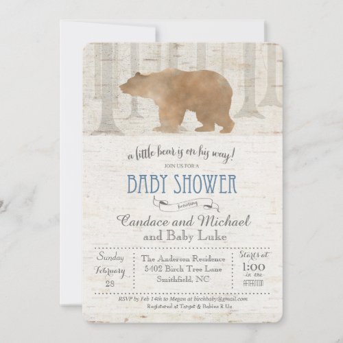 Bear Birch Baby Shower Invitation