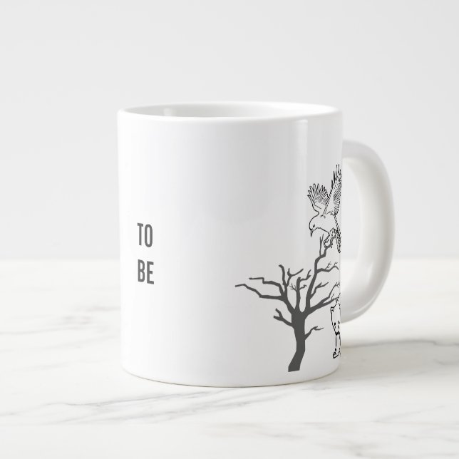 Bear, Bird, and Bare Tree Nature Scene Giant Coffee Mug (Front Right)