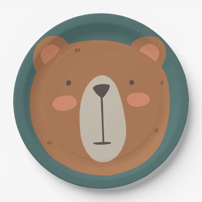 Bear Birthday Kids  Paper Plates (Front)