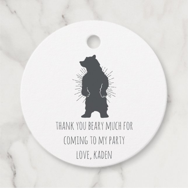 Bear Birthday Party  Favor Tags (Front)