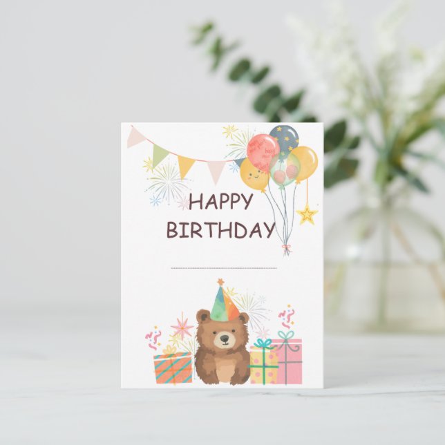 Bear Birthday Postcard (Standing Front)