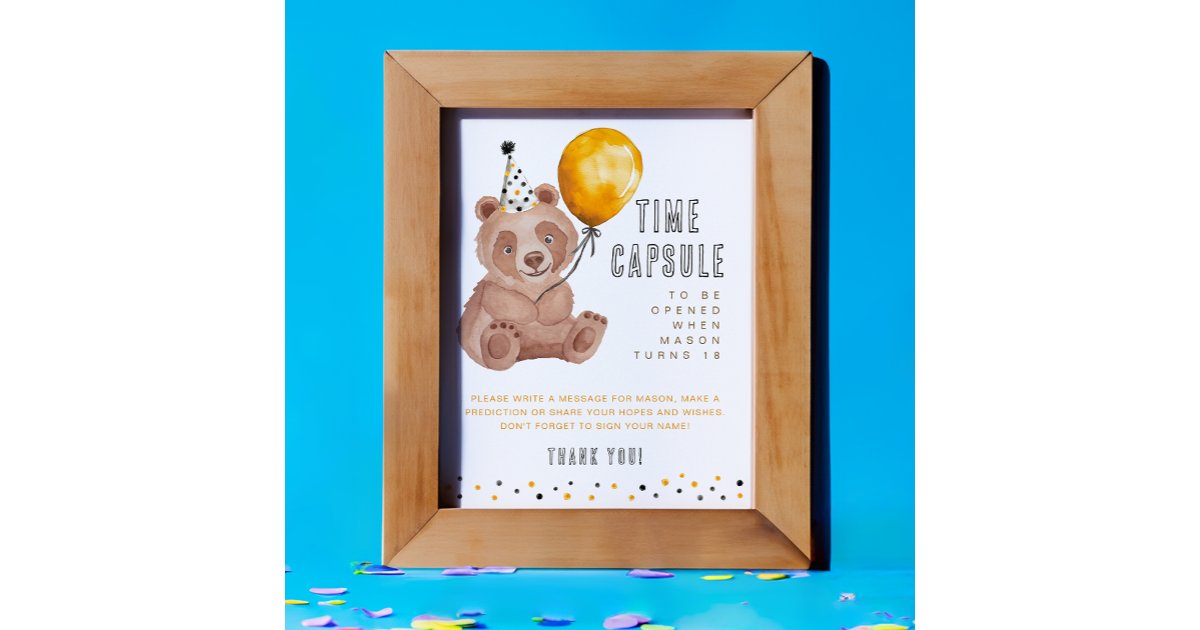 Bear Birthday Time Capsule Sign – Teddy Bear First | Zazzle