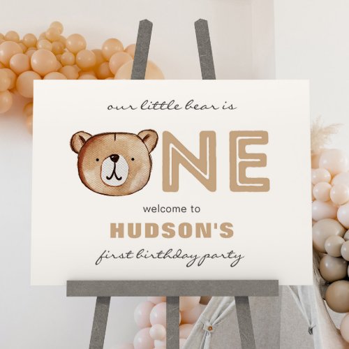 Bear Birthday Welcome Sign  Bearly One Party