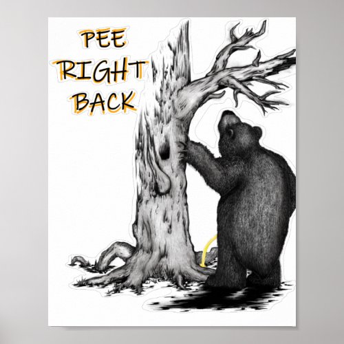 Bear black and white line art funny sayings draw poster