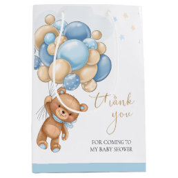 Bear Blue Balloons Baby Shower Gift Bag