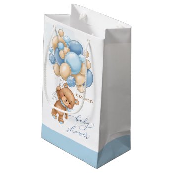 Bear Blue Balloons Baby Shower Gift Bag by IrinaFraser at Zazzle