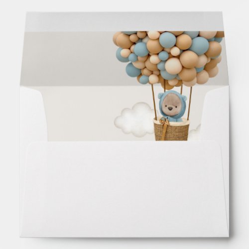 Bear Blue Balloons Hot Air Balloon Baby Shower Envelope