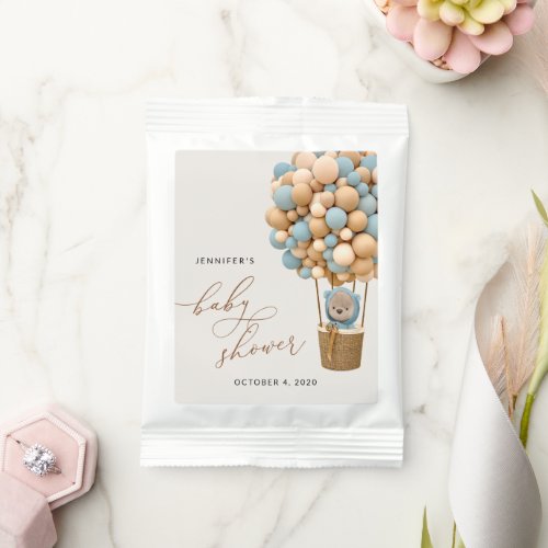 Bear Blue Balloons Hot Air Balloon Baby Shower Hot Chocolate Drink Mix