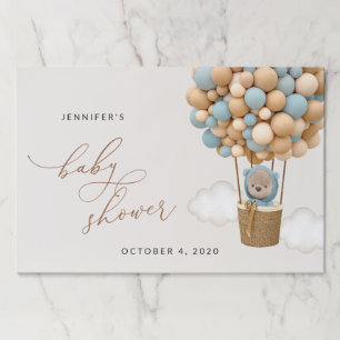 Bear, Blue Balloons, Hot Air Balloon, Baby Shower Paper Pad