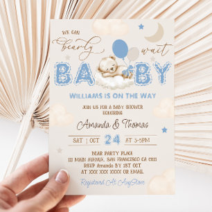 Bear Blue Boy Baby Shower  Invitation