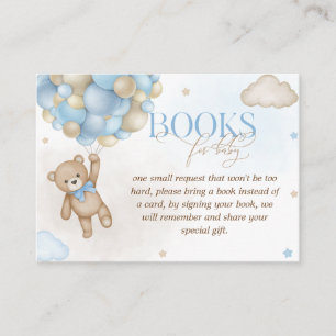Bear Blue Brown Baby Shower Book Request Enclosure Card