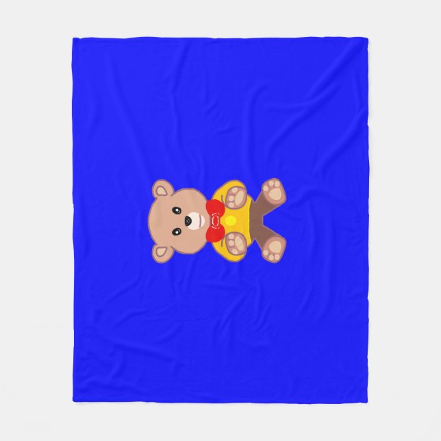 Bear Blue Fleece Blanket (Front)