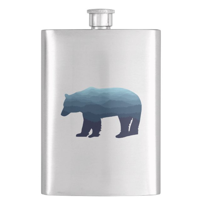 Bear Blue Forest Mountains Flask (Front)