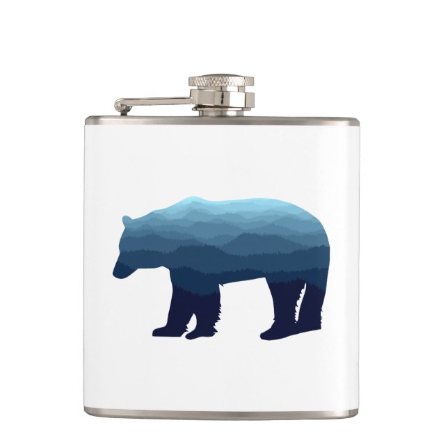 Bear Blue Forest Mountains Flask (Front)
