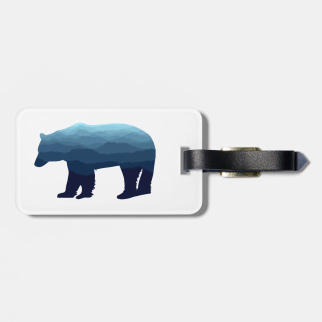 Bear Blue Forest Mountains Luggage Tag (Back Horizontal)