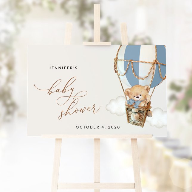 Bear, Blue Hot Air Balloon, Baby Shower Welcome Sign (Creator Uploaded)