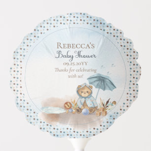 Bear Blue Umbrella Bearly Wait Boy Baby Shower Balloon