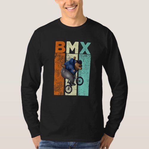 Bear Bmx Rider Vintage Bear Biker Cyclist Bicycle  T_Shirt