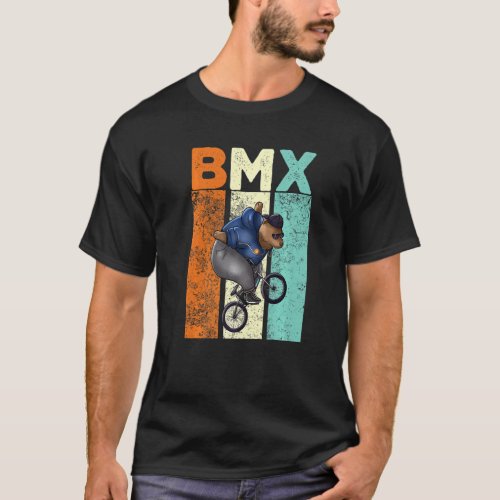 Bear Bmx Rider Vintage Bear Biker Cyclist Bicycle  T_Shirt